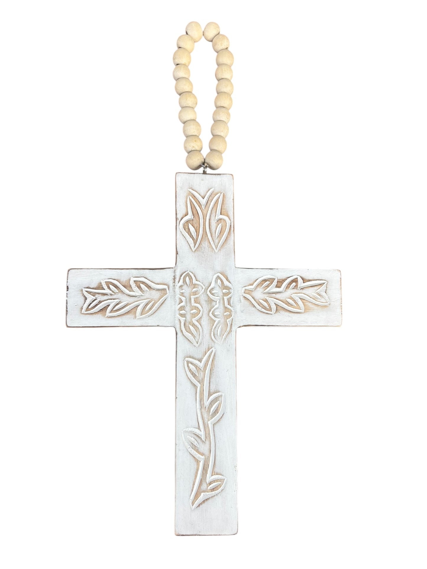 Coastal Beaded Cross | White