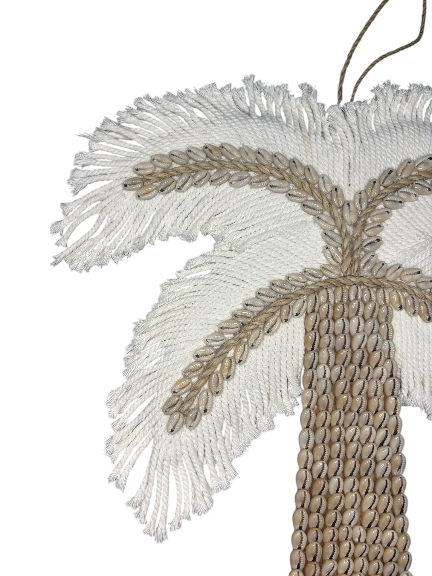 Boho Shell Palm Tree | Natural Cowrie with White Fringe