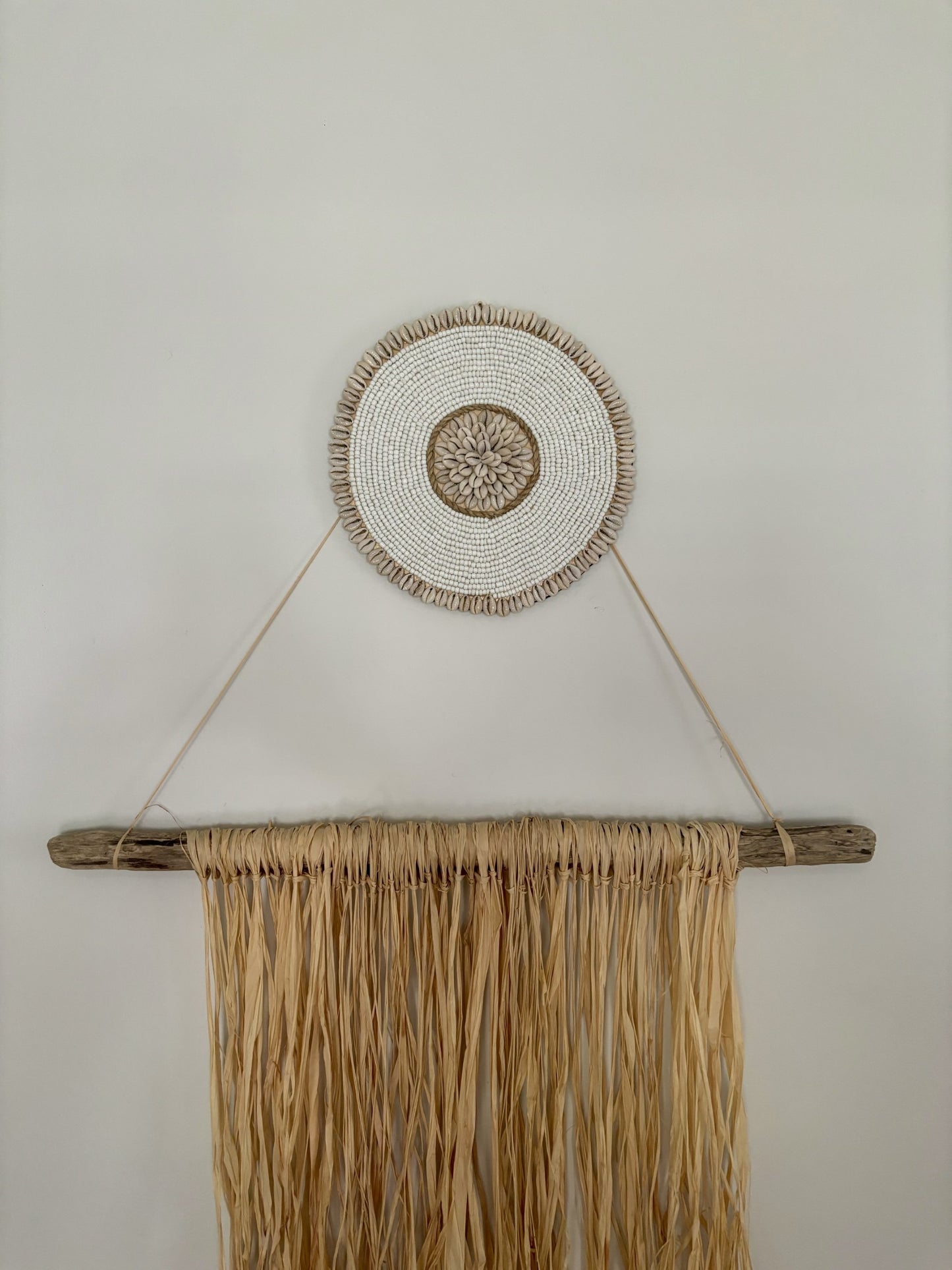 Beaded and Shell Round Wall Art