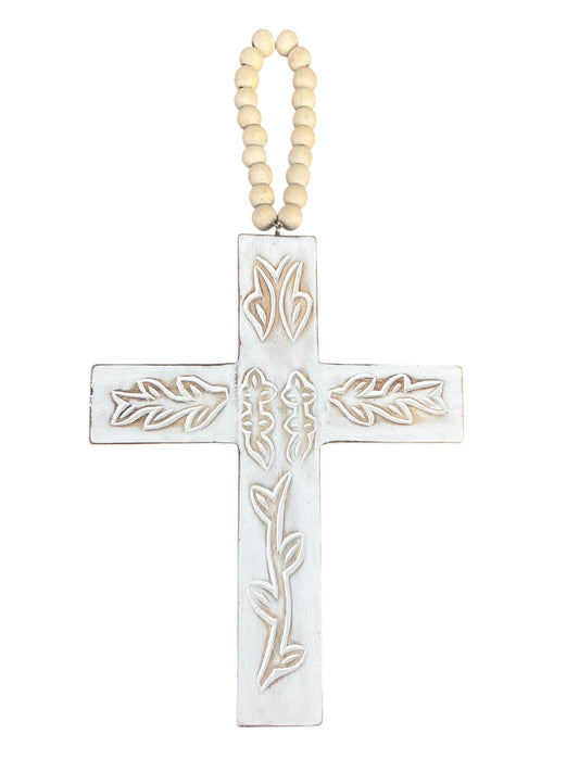 Coastal Beaded Cross | White