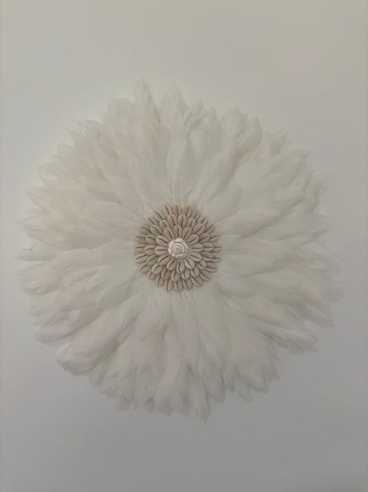 Natural Cowrie & Feather Juju | 40cm