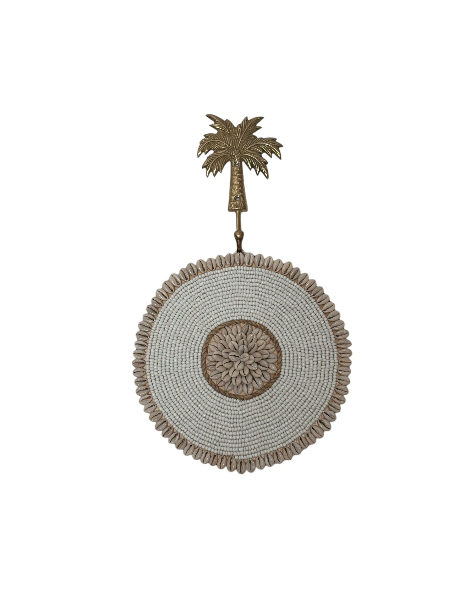 Beaded and Shell Round Wall Art