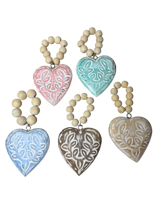 Wooden Heart Tassel | Assorted Colours