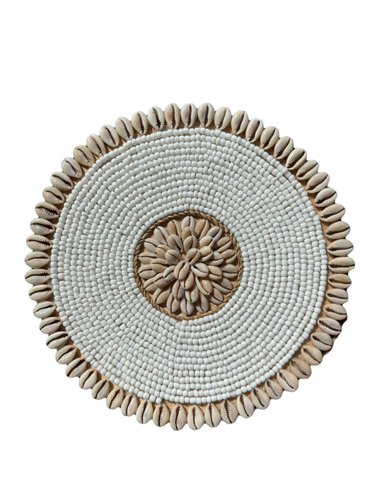 Beaded and Shell Round Wall Art